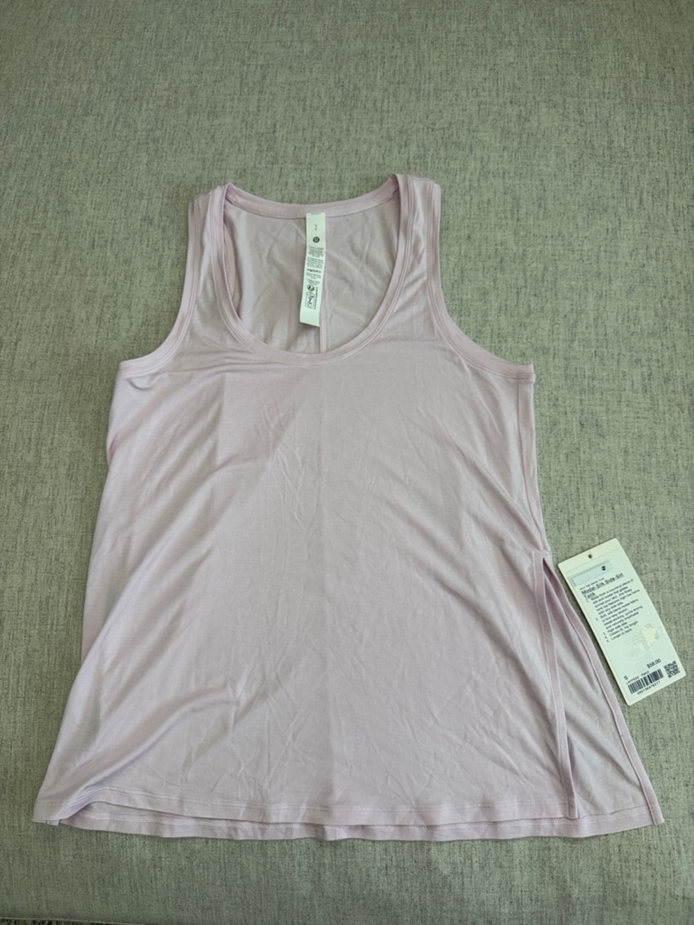 lululemon Modal Silk Side Slit Pink Organza Scoop Neck Tank